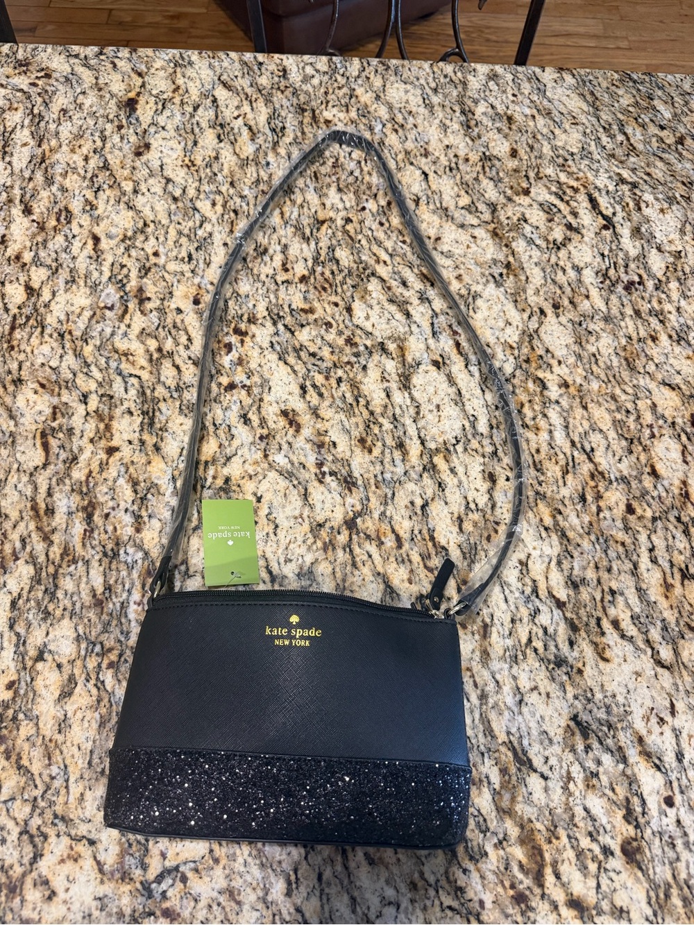 kate spade Black Crossbody with Glitter Trim